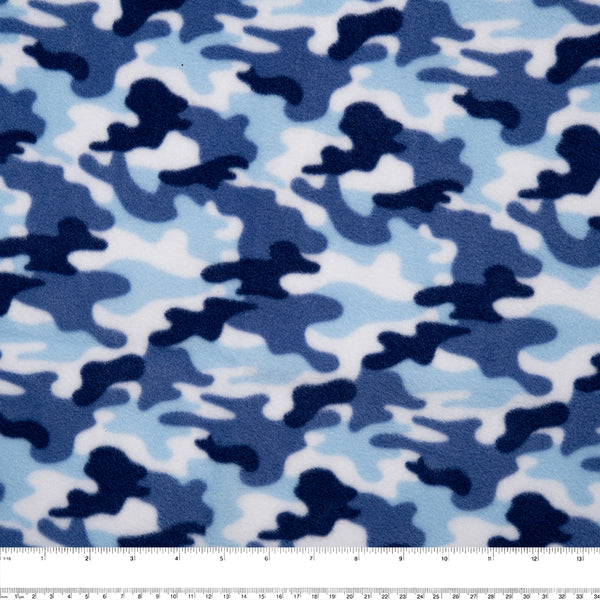 Anti Pill Fleece Print - FRESH - Camouflage - Blue