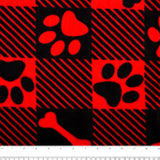 Anti Pill Fleece Print - FRESH - Buffalo paws - Red