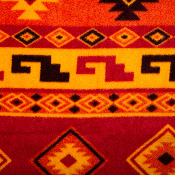 Anti Pill Fleece Print - FRESH - Navajo - Orange / Red
