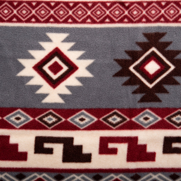Anti Pill Fleece Print - FRESH - Navajo - Grey / Red