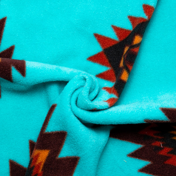 Molleton imprimé anti-boulochage - FRESH - Navajo - Turquoise