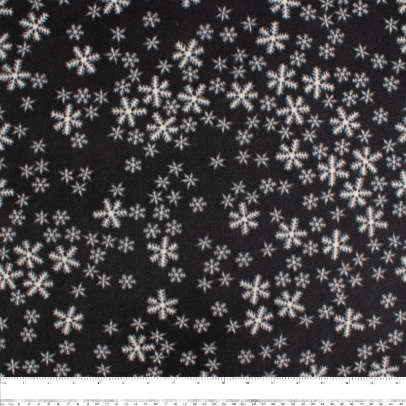 Anti-Pill Fleece Print - OUTBACK - Snowflake - Black