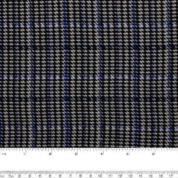 Bubble Crepe Print - Houndstooth - Blue