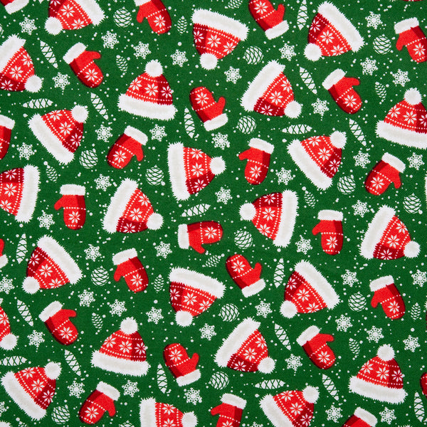 Christmas Flannelette Print - Beanies - Green