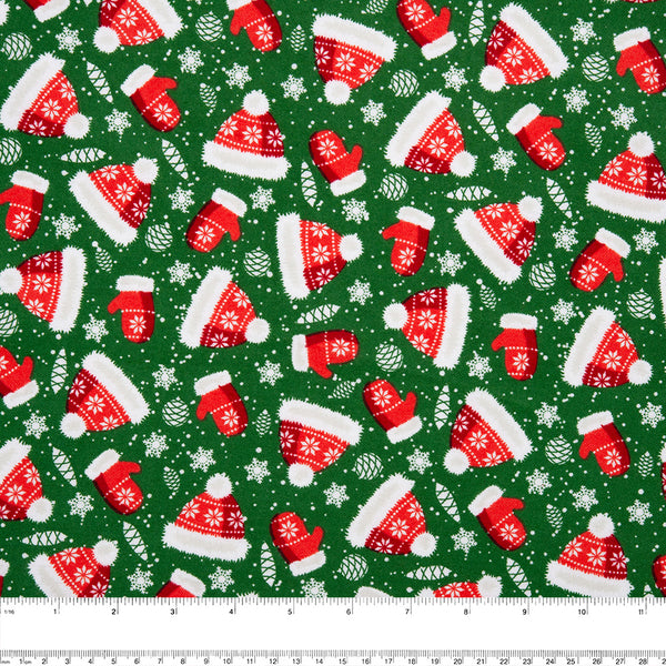 Christmas Flannelette Print - Beanies - Green