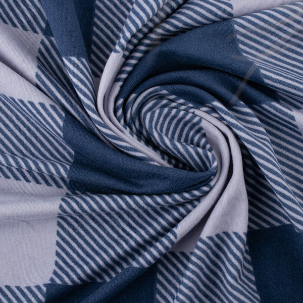 Sueded Knit Print - MELISSA - Buffalo plaid - Blue