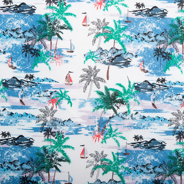 DIGITAL craft cotton print - Hawaiian - White