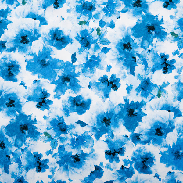 COTTINGTON GARDEN Printed cotton - Poppy - White / Blue