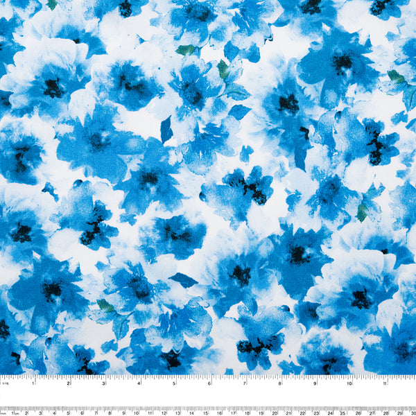 COTTINGTON GARDEN Printed cotton - Poppy - White / Blue