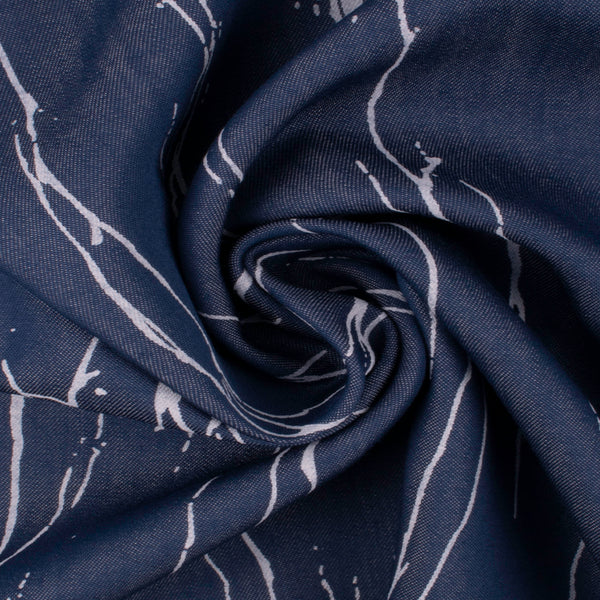 Silky Denim Look Print - Stroke - Blue