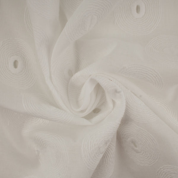 Fashion embroidered cotton - Cercles -white