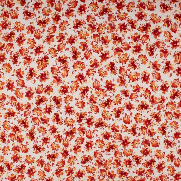 Popeline de rayonne imprimée - FLAVIA - Petite fleur - Rouge