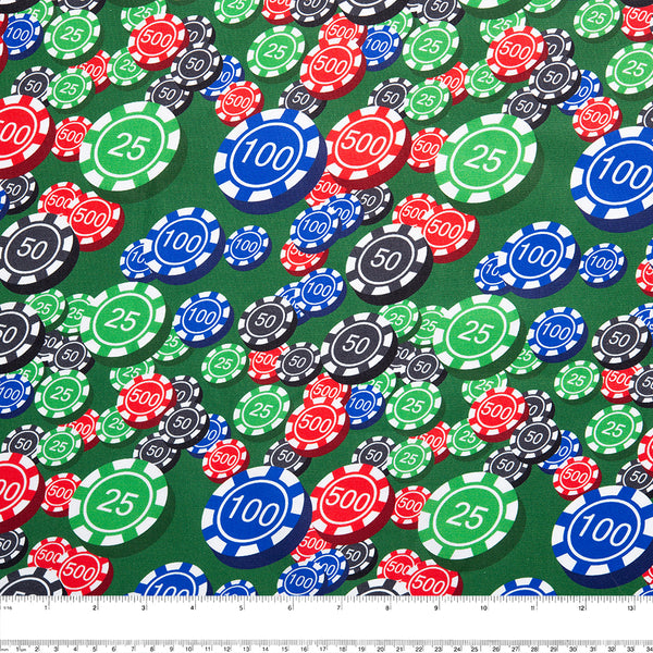 GAME NIGHT Printed cotton - Tokens - Green