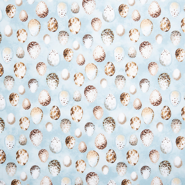 Printed Cotton - FEATHERED NEST - Eggs - Blue