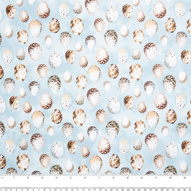 Printed Cotton - FEATHERED NEST - Eggs - Blue