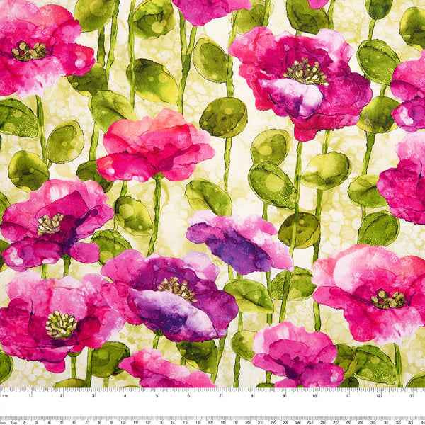 Digital Printed Cotton - MODERN LOVE - Peony - Off white