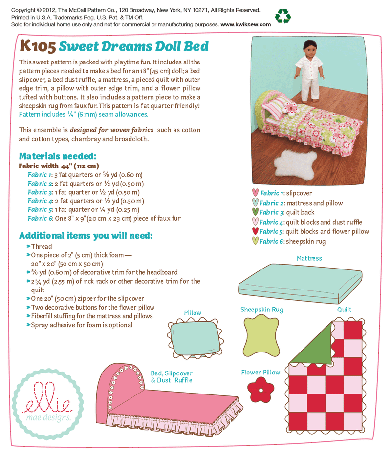 K0105 Sweet Dreams Doll Bed (size: No Size)