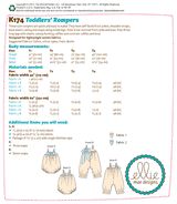K0174 Toddlers' Rompers (size: All Sizes In One Envelope)