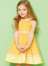 K0232 Girls' Lined Dresses with Contrast Bands (size: XXS-XS-S-M-L)