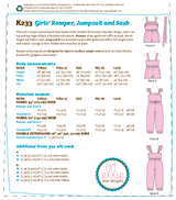 K0233 Girls' Ruffled Jumpsuit, Romper and Sash (size: XXS-XS-S-M-L)