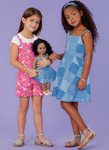 K0258 Girl's Dress, Romper and 18" Doll Dress (size: XS-S-M-L)