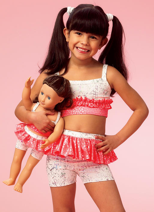 K4054 Girls'/Dolls' Tops, Shorts and Leggings (size: All Sizes In One Envelope)
