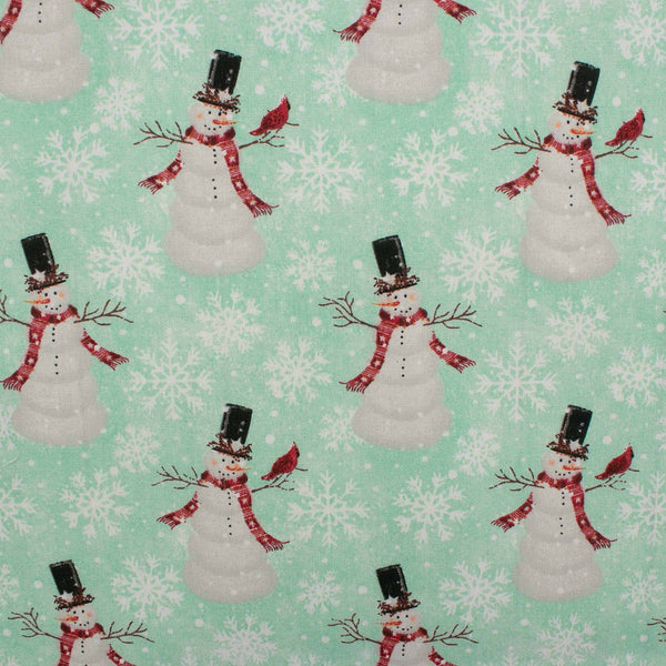 Imprimés de Noël - HENRY GLASS - Bonhomme de neige - Menthe