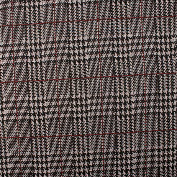 Tricot à  carreaux et jacquard - Prince de Galles - Rouge / Beige