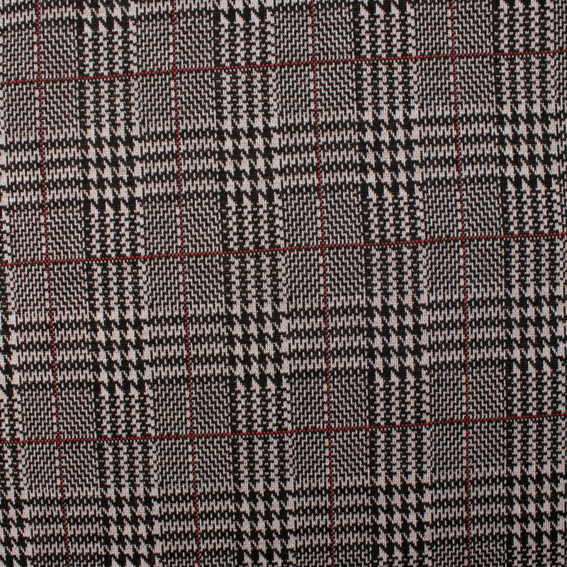 Tricot à  carreaux et jacquard - Prince de Galles - Rouge / Beige