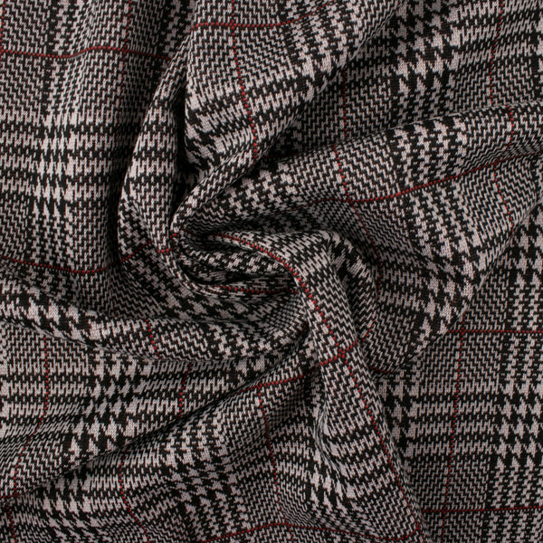 Tricot à  carreaux et jacquard - Prince de Galles - Rouge / Beige