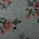 Tricot brossé imprimé - HACCI - Fleuris - Gris / Rose