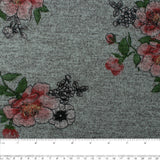 Tricot brossé imprimé - HACCI - Fleuris - Gris / Rose