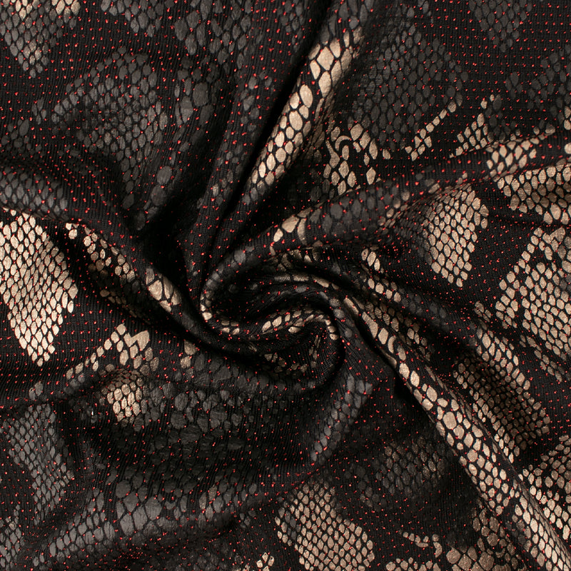 Shimmery holiday fabric - Snake - Red