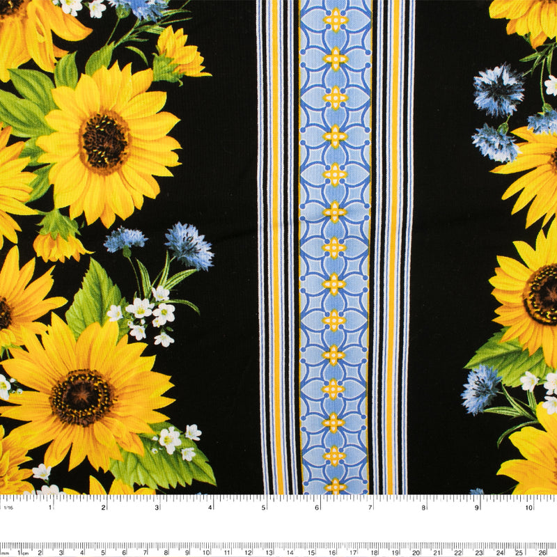 Coton imprimé - SUNFLOWER SUNRISE - Rayures - Noir