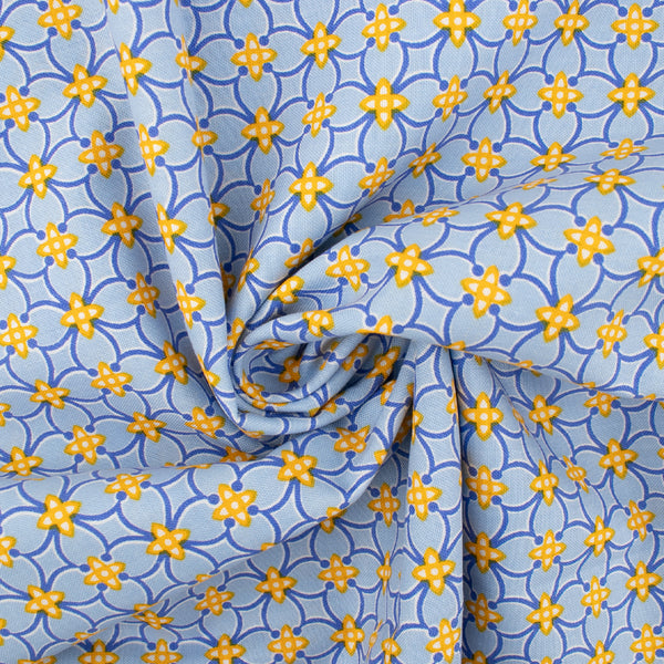 Printed Cotton - SUNFLOWER SUNRISE - Trellis - Blue