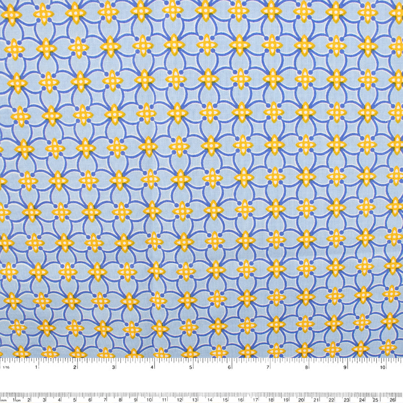 Coton imprimé - SUNFLOWER SUNRISE - Treillis - Bleu