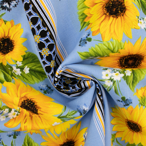 Printed Cotton - SUNFLOWER SUNRISE - Stripes - Blue