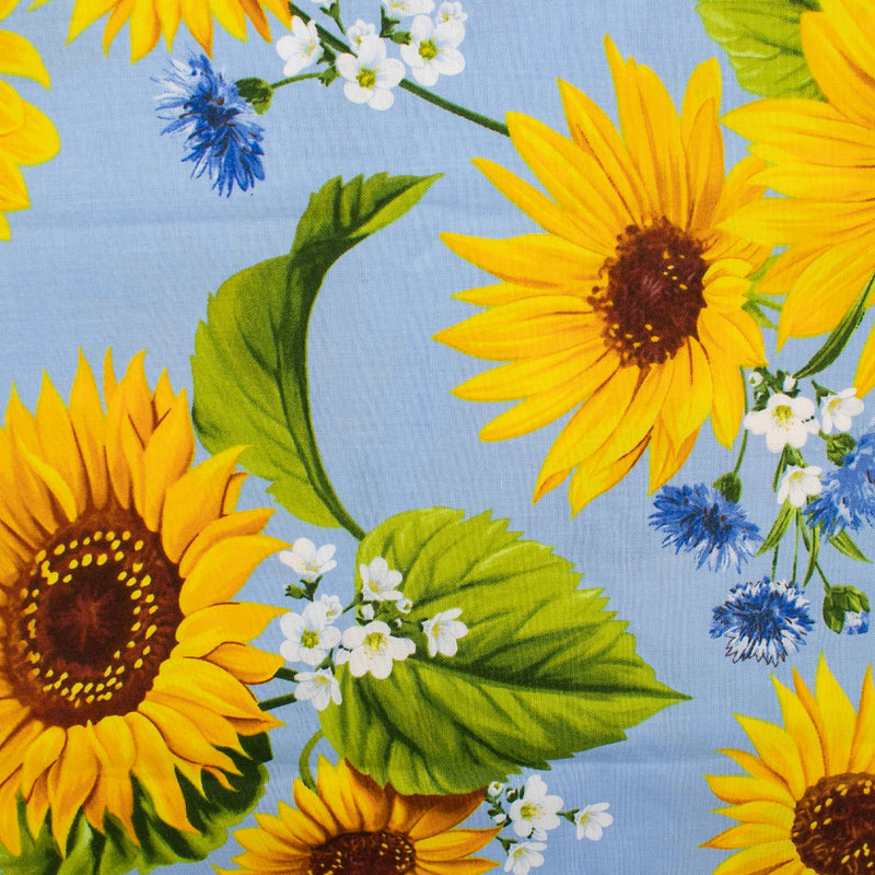 Printed Cotton - SUNFLOWER SUNRISE - Sunflower / Carnation - Blue