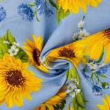 Printed Cotton - SUNFLOWER SUNRISE - Sunflower / Carnation - Blue