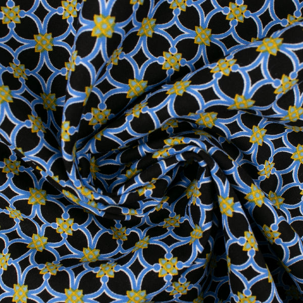 Printed Cotton - SUNFLOWER SUNRISE - Trellis - Black