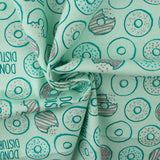 Wide printed flannelette - JASPER - Donuts - Green