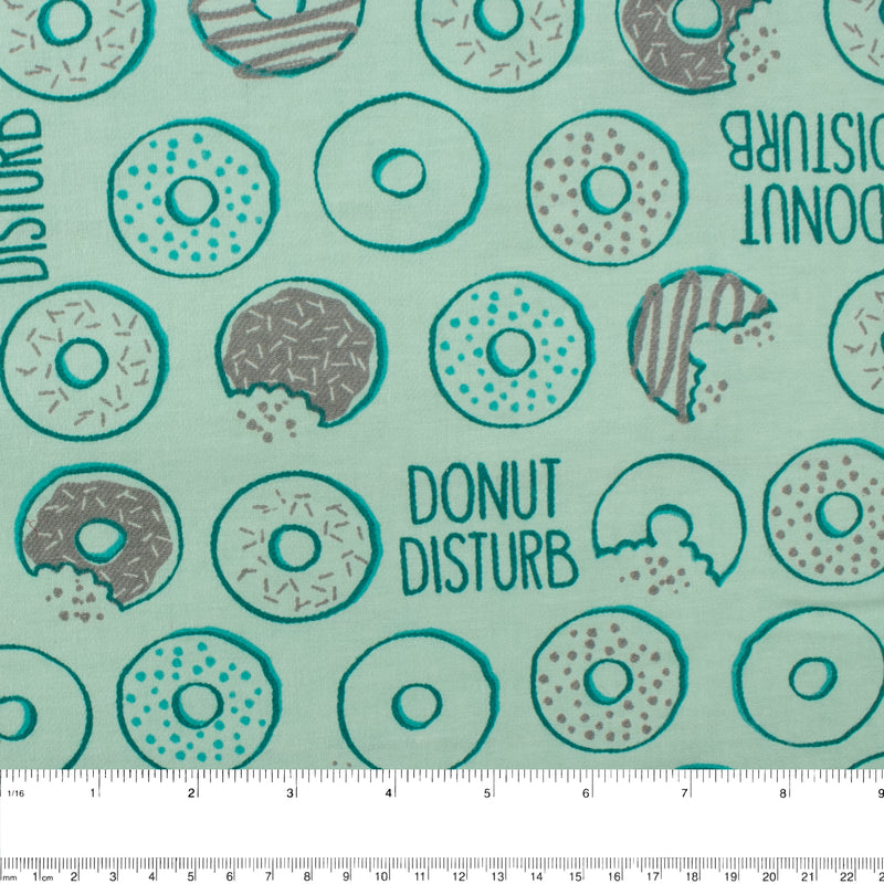 Wide printed flannelette - JASPER - Donuts - Green