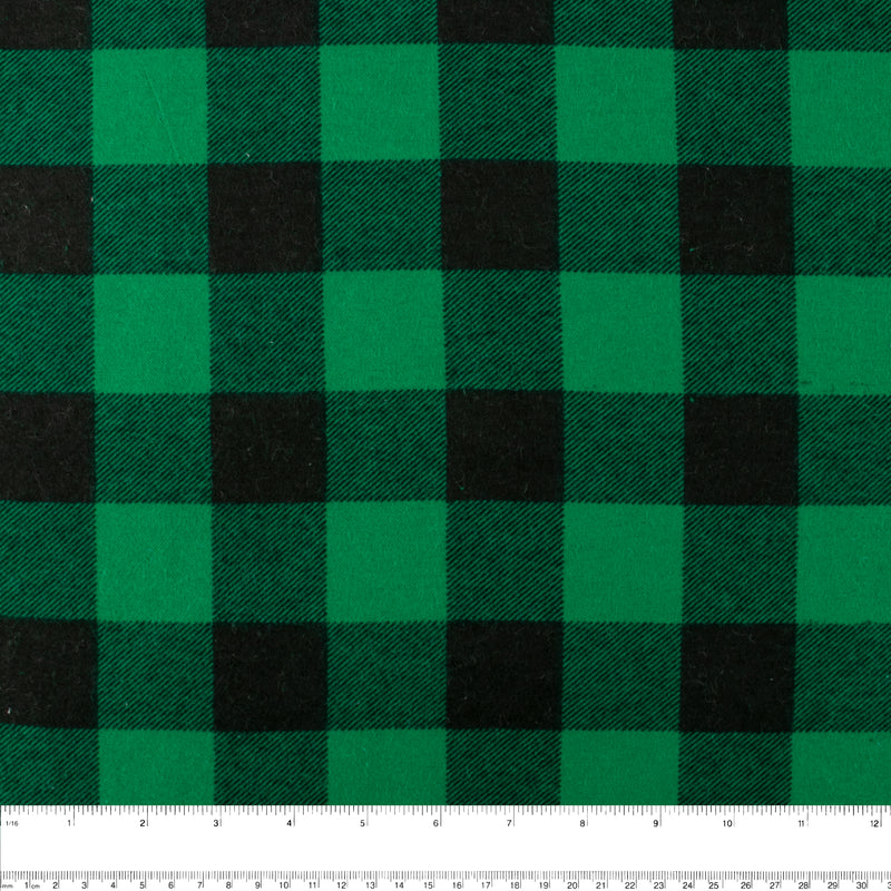 Wide printed flannelette - JASPER - Buffalo plaid - Green