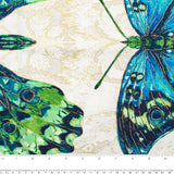 Printed Cotton - LUMINOSITY - Butterfly - Beige / Blue