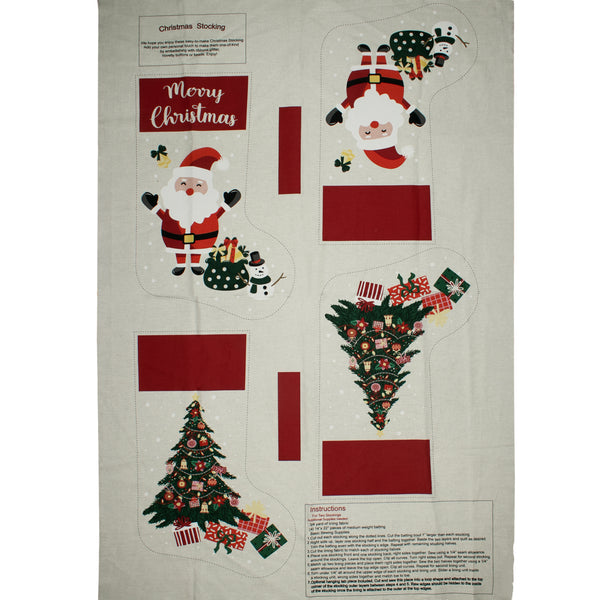 Christmas Stocking - Panel Santa 44" x 30" (115cm X 77cm) - White
