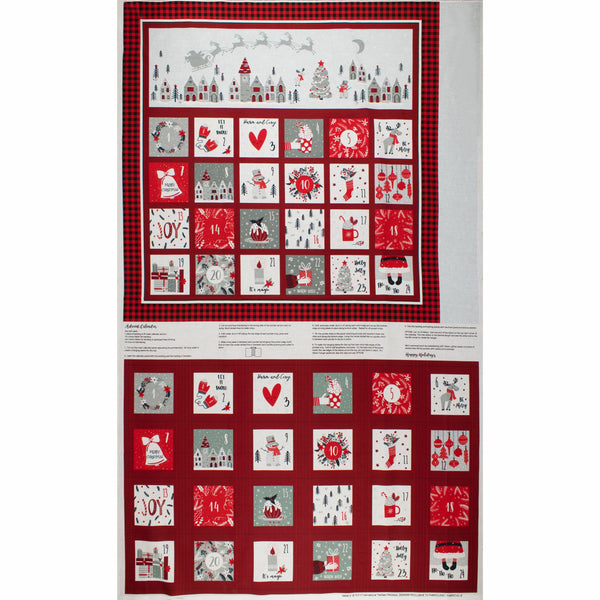Holiday panels - Advent calendar panel house 27" x 45" ( 69cm x 115cm) - Red