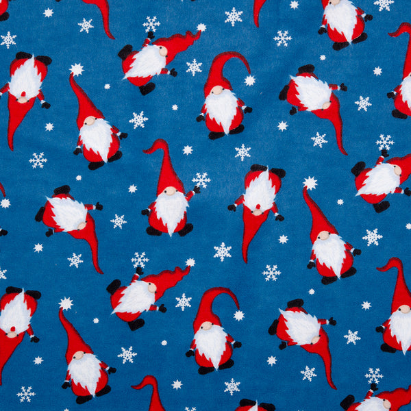 Christmas Flannelette - Gnomes - Dark blue