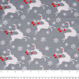 Christmas Flannelette - Reindeer - Grey