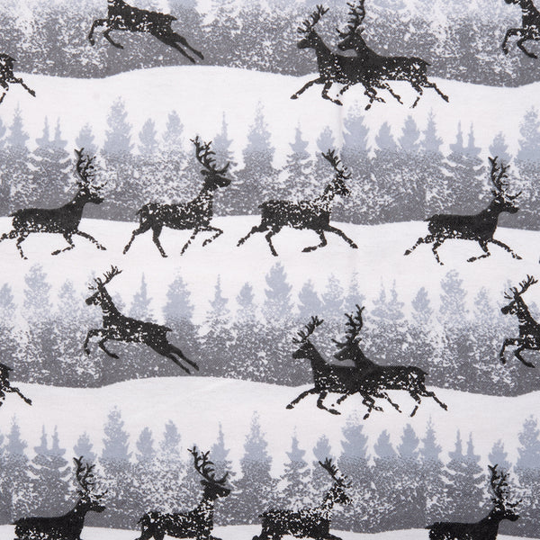 Christmas Flannelette - Reindeer / forest - Grey