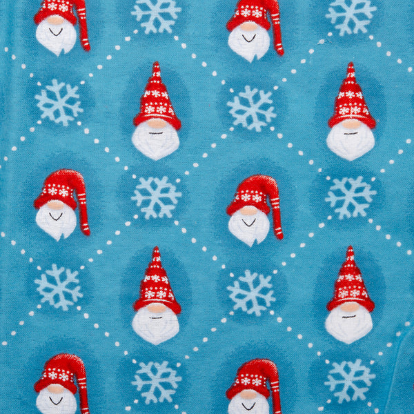 Christmas Flannelette - Gnomes head - Blue